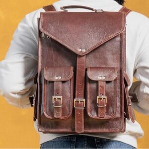 New Men Shan 16" Leather Backpack